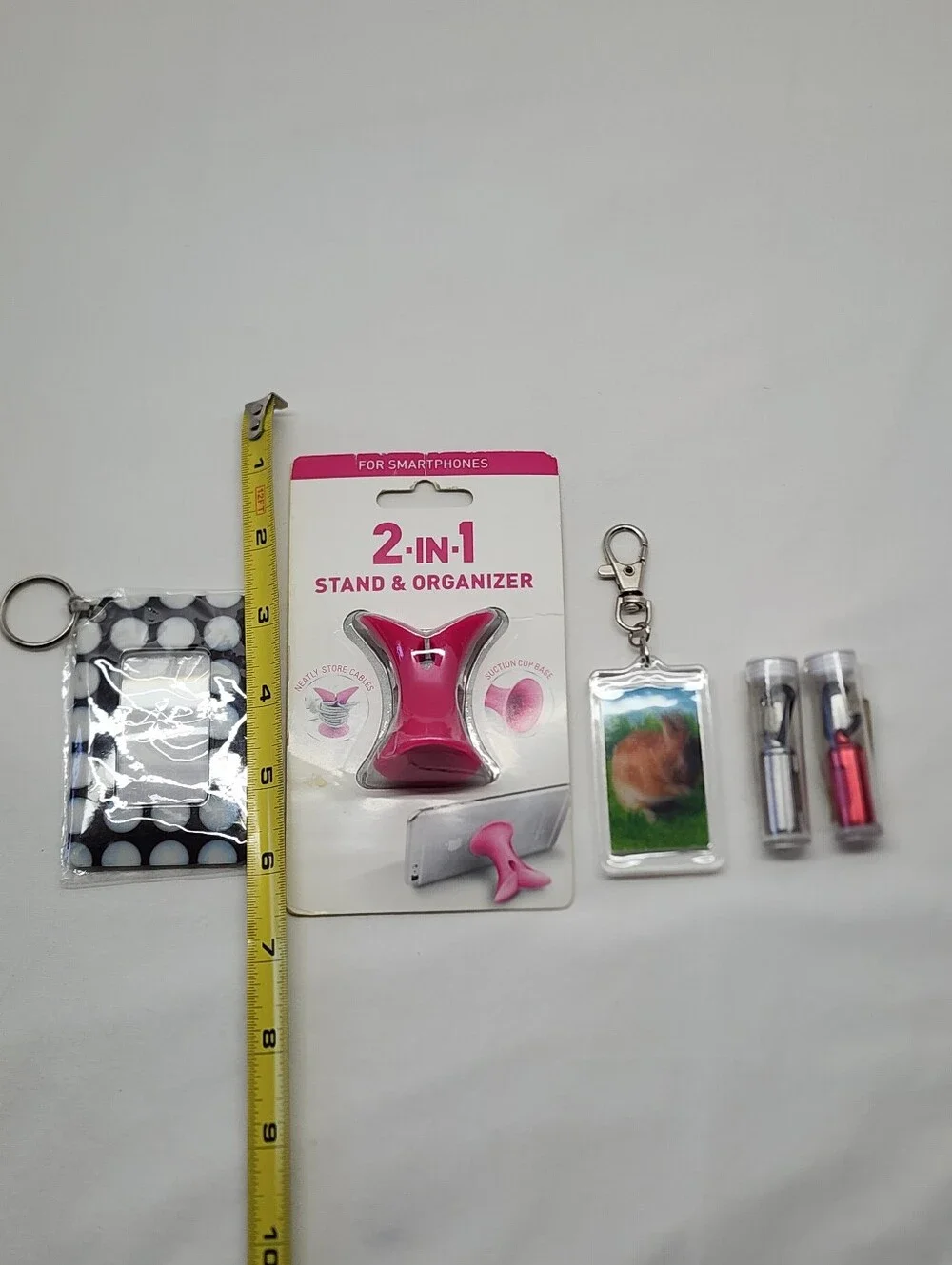 5pc Keychains & 2-in-1 Pink Phone Stand Bundle Set